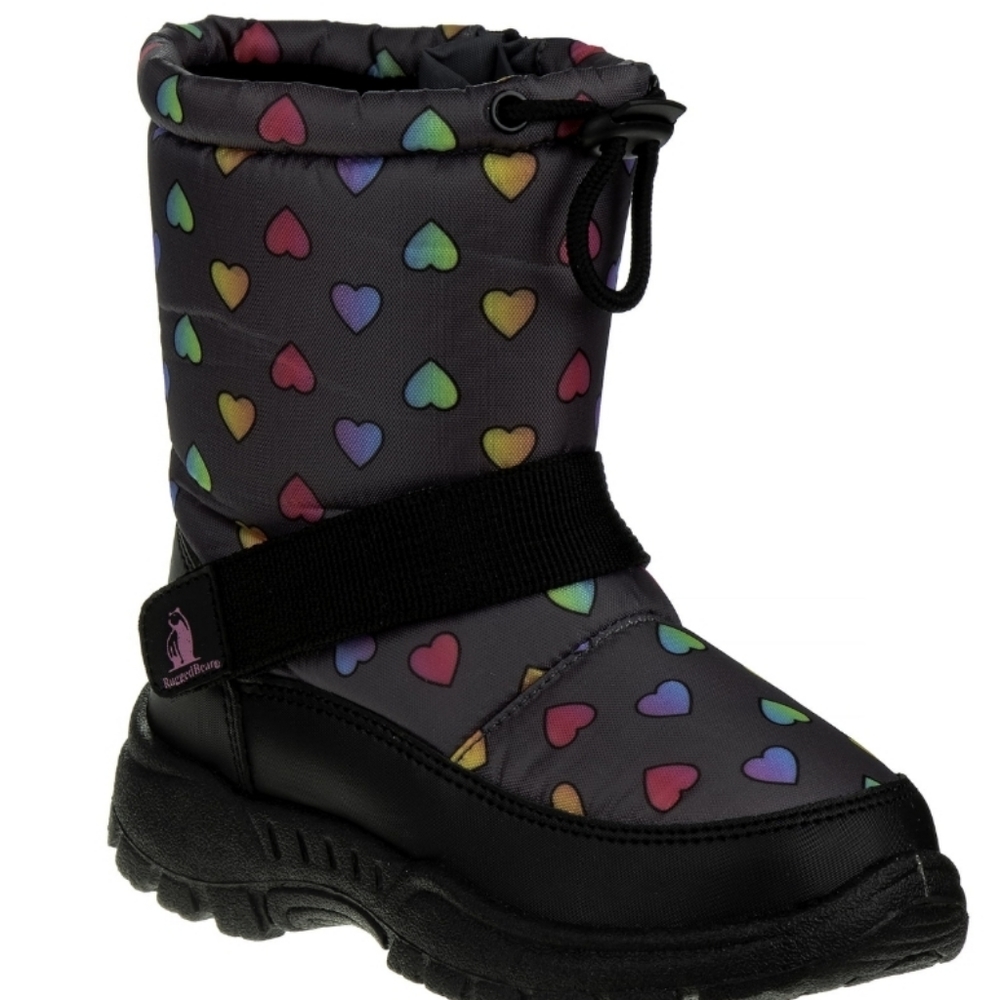 💝 Rugged Bear, Girls Winter Boots, Size: 11, Colors Gray-Black/Heart patterns❤️